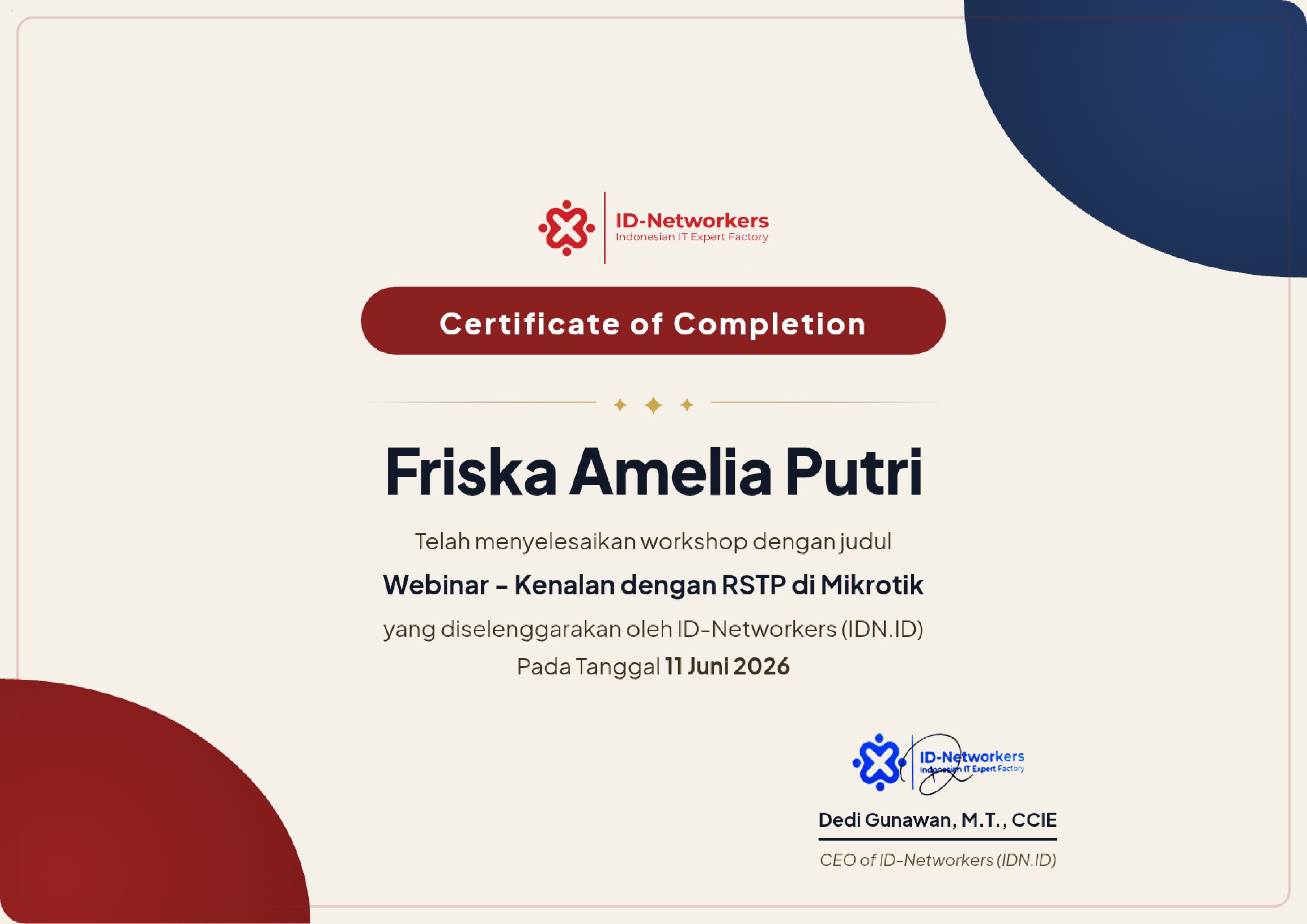 Sertifikat Mikrotik RSTP